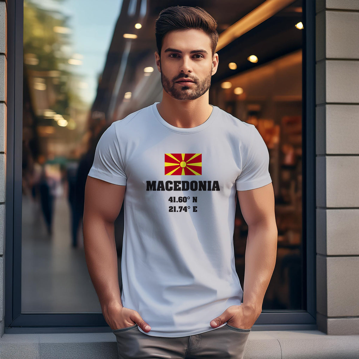 Macedonia Latitude Longitude Men Unisex T-Shirt