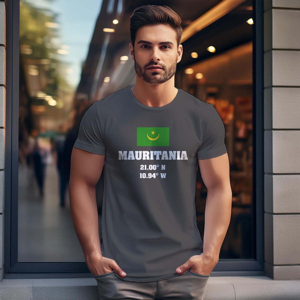 Mauritania Latitude Longitude Men Unisex T-Shirt