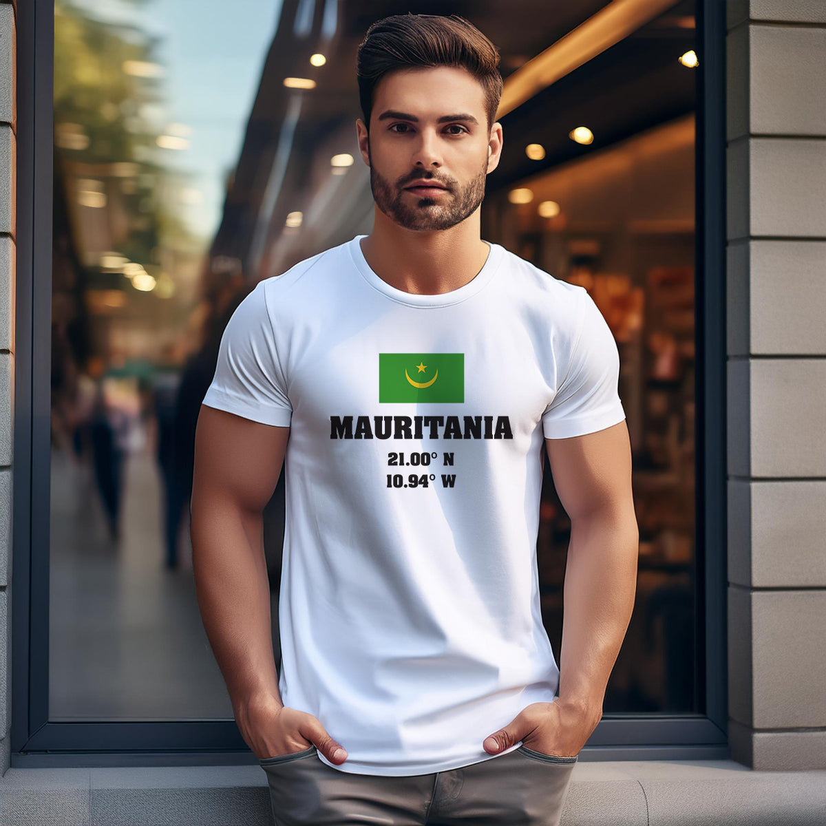 Mauritania Latitude Longitude Men Unisex T-Shirt