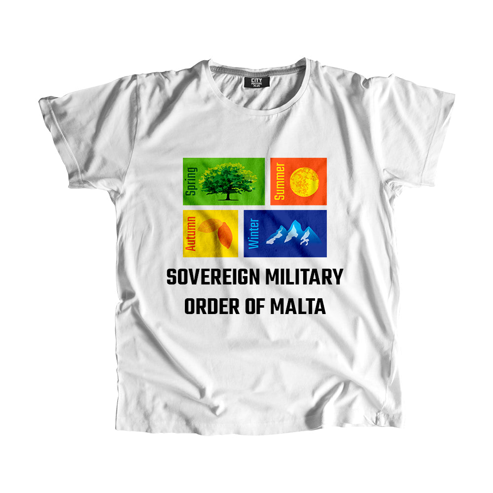 SOVEREIGN MILITARY ORDER OF MALTA Seasons Men Unisex T-Shirt (White)