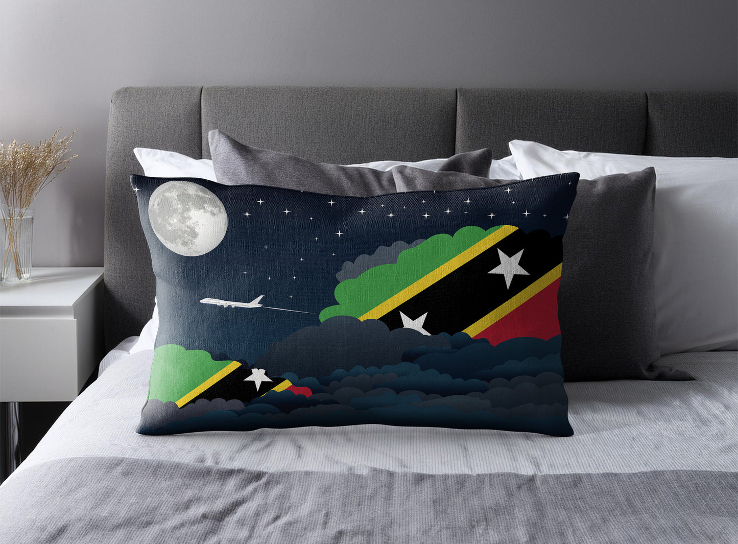 Saint Kitts Case and Nevis Night Clouds Pillow Case and Pillow Throw