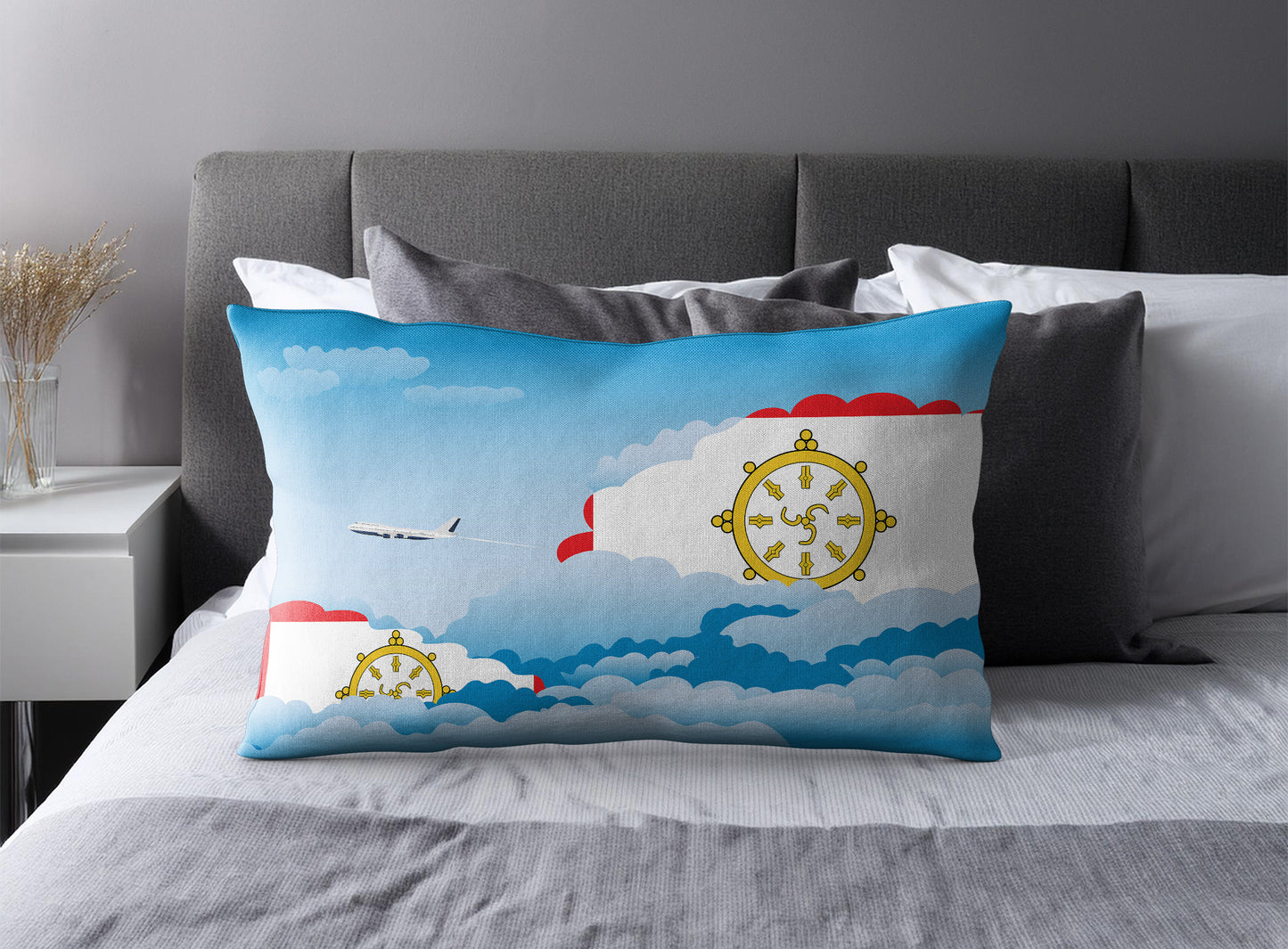 Sikkim Day Clouds Pillow Case and Pillow Throw