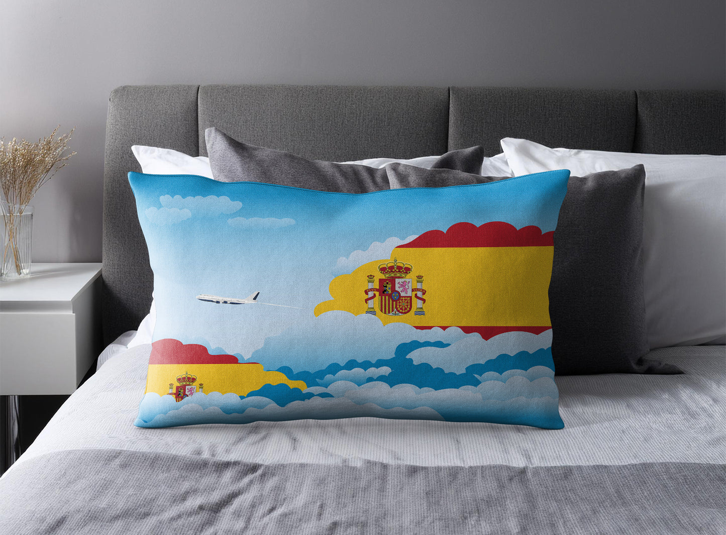 Spain Day Clouds Pillow Case and Pillow Throw