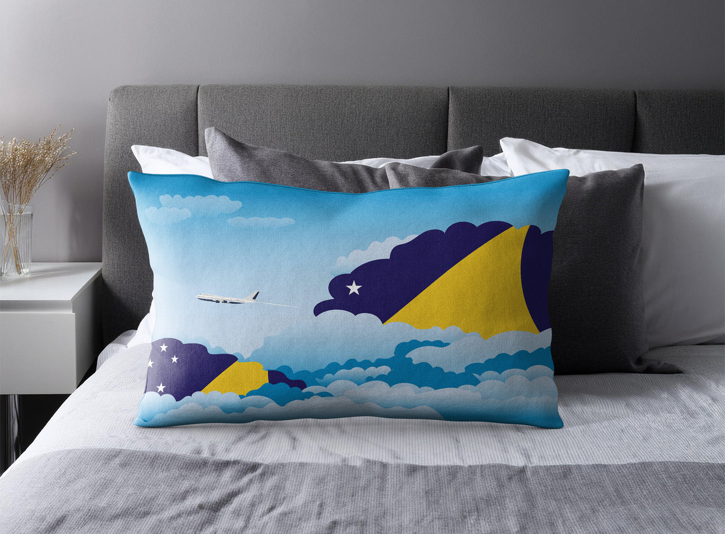 Tokelau Day Clouds Pillow Case and Pillow Throw
