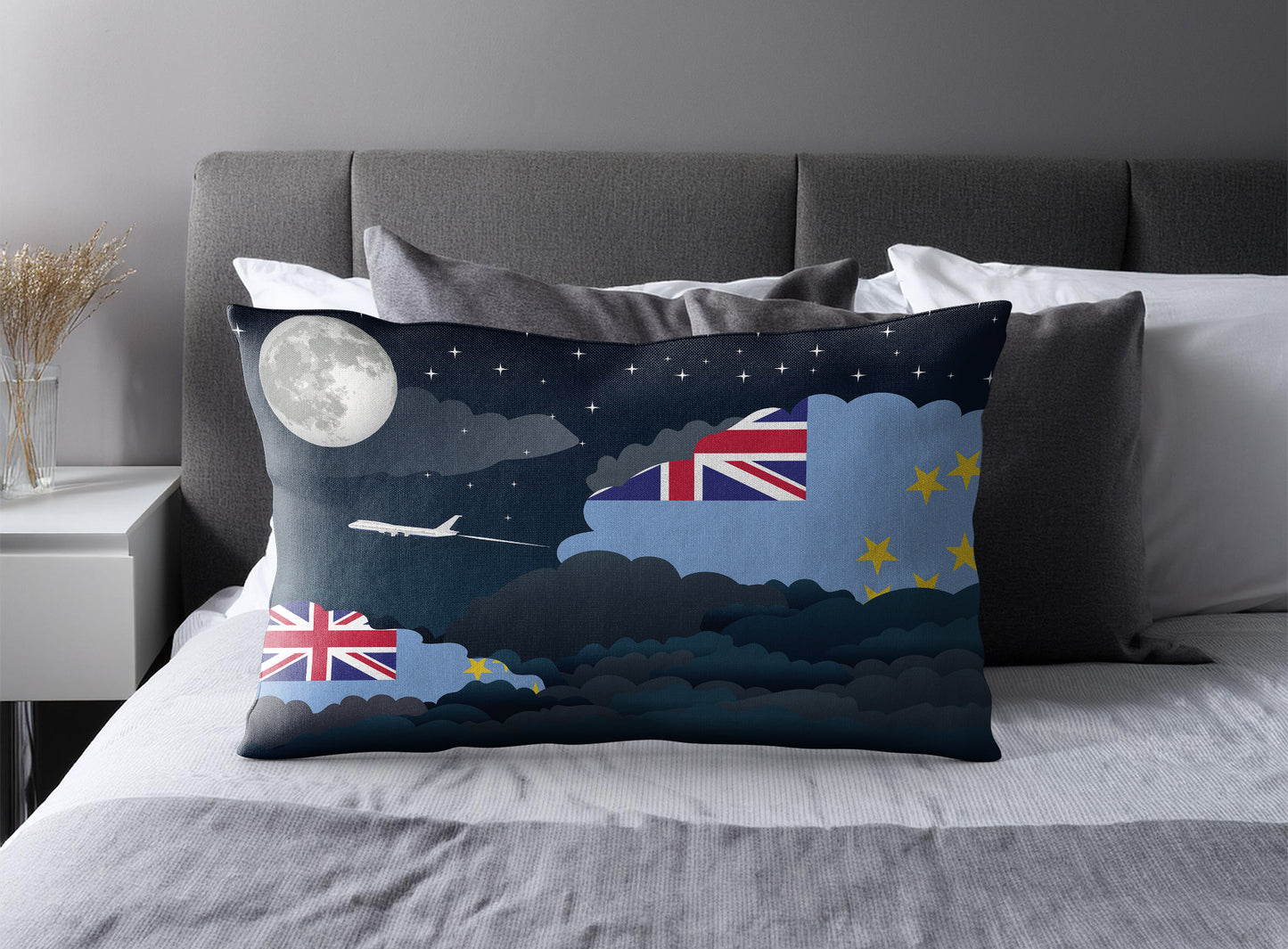 Tuvalu Night Clouds Pillow Case and Pillow Throw