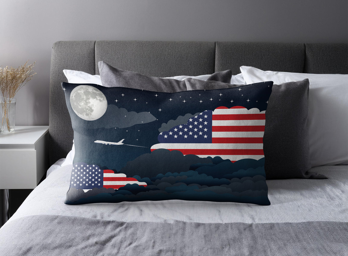 USA Night Clouds Pillow Case and Pillow Throw