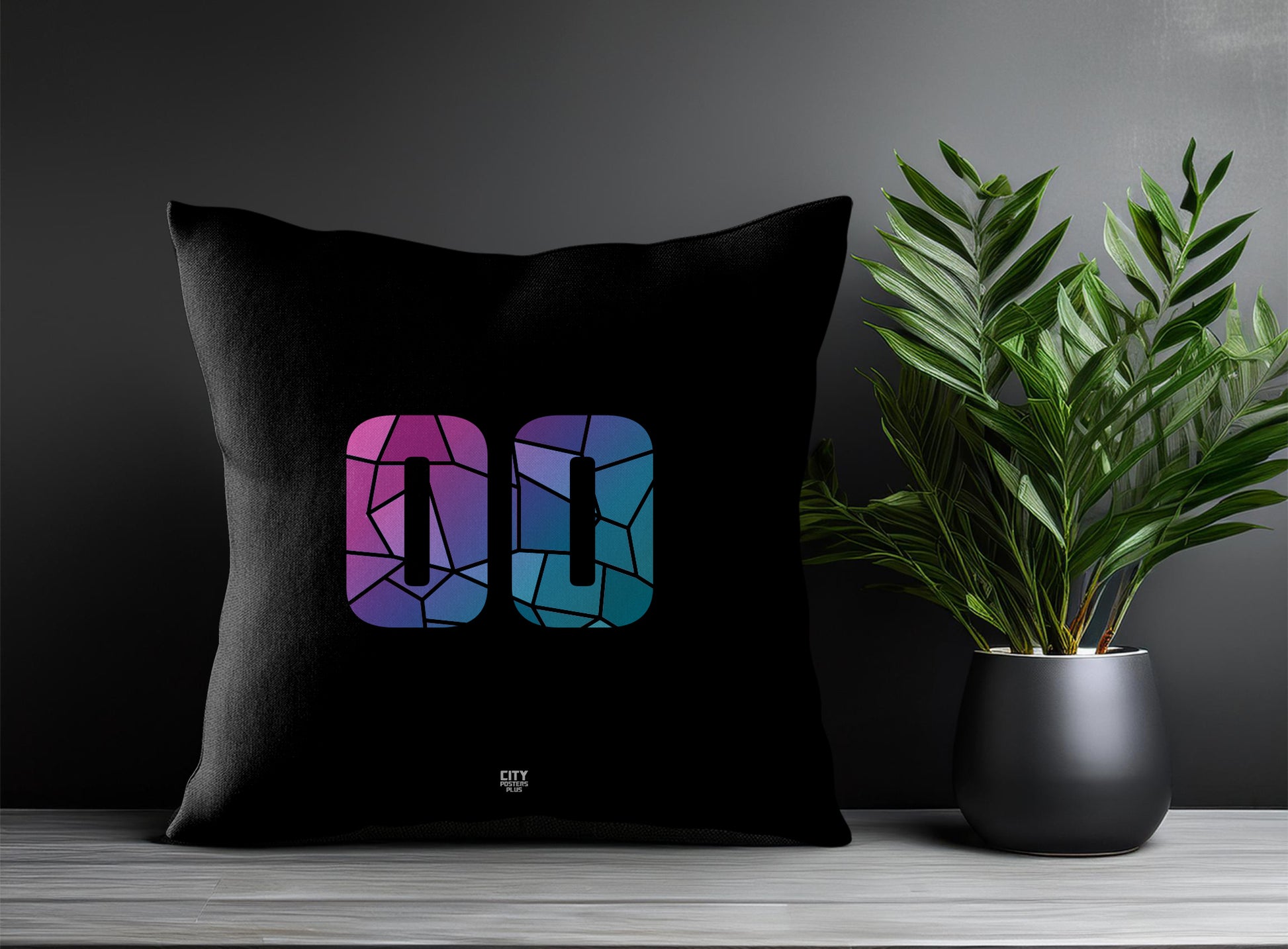 00 Number Pillow Case and Pillow Throw (Black)