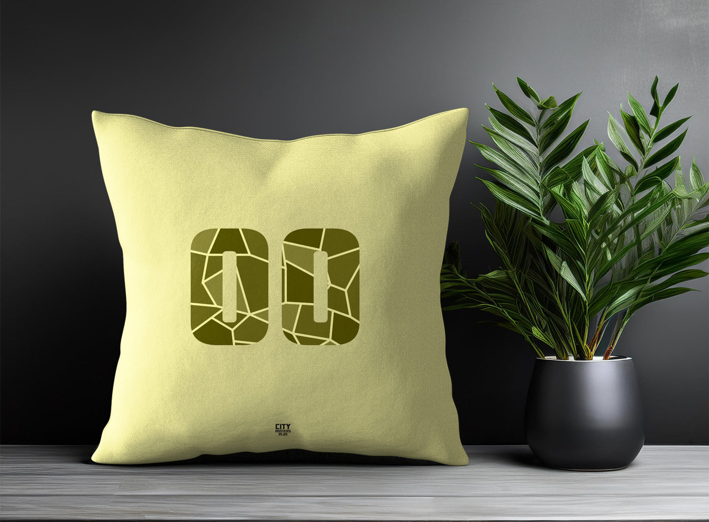 00 Number Pillow Case and Pillow Throw (Butter Yellow)