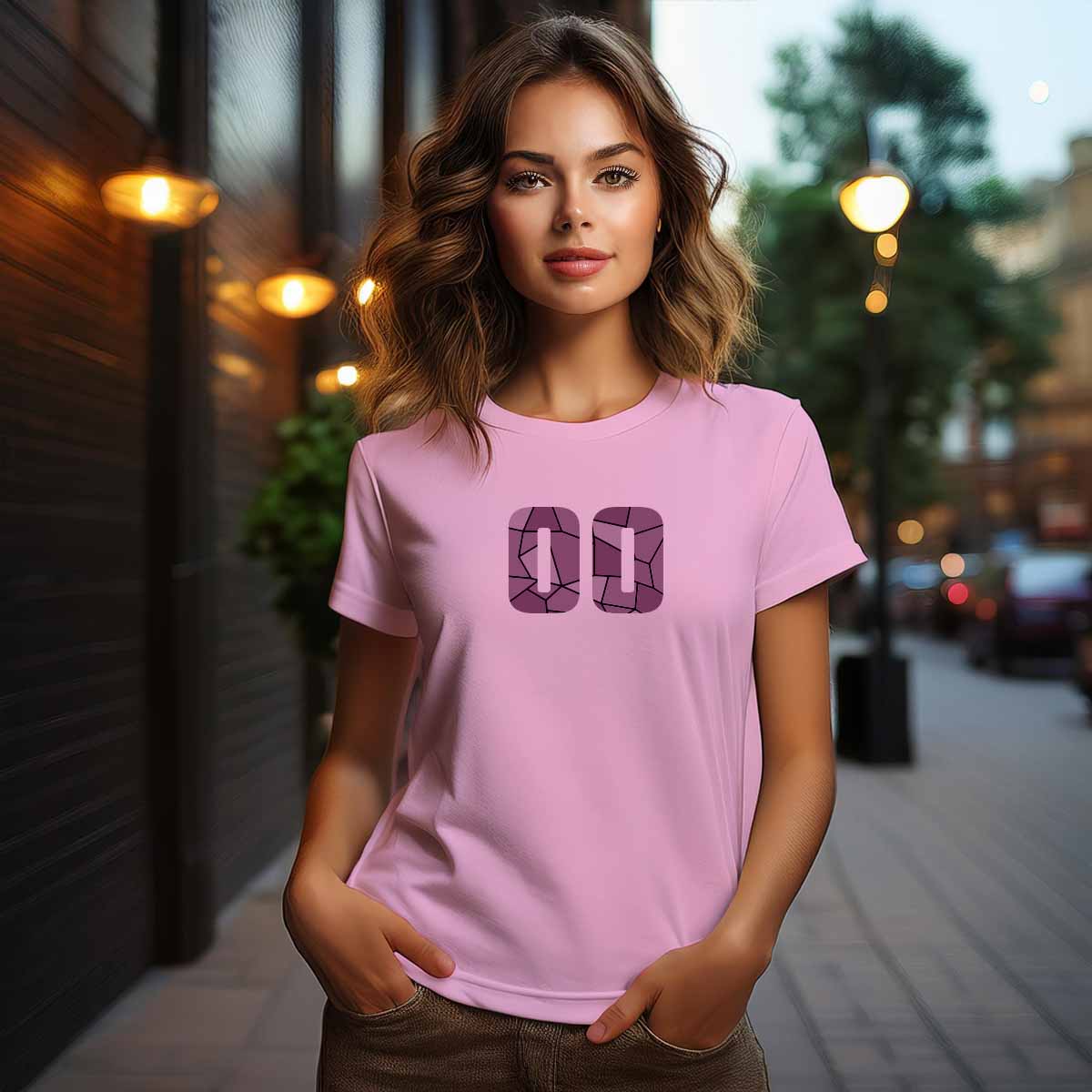 00 Number Women T-Shirt (Light Pink)