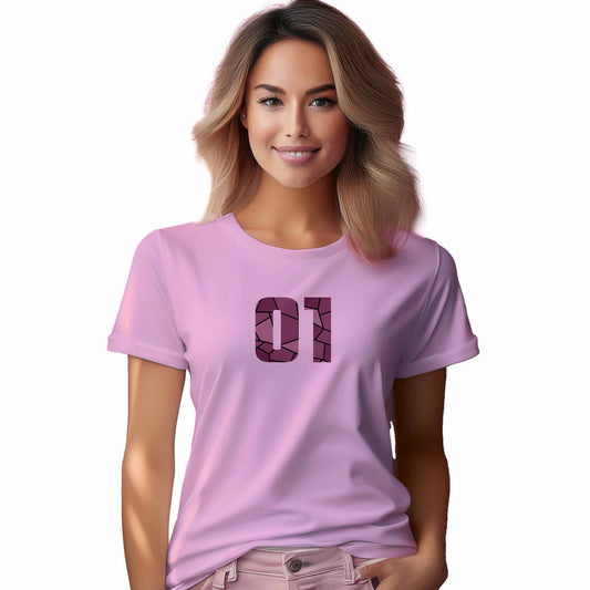 01 Number Women T-Shirt (Light Pink)