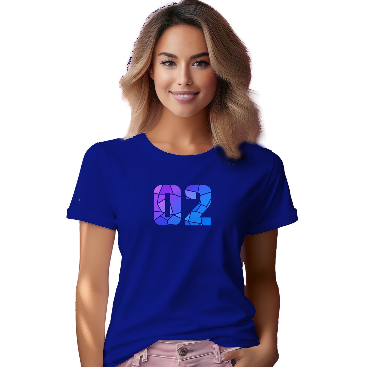 02 Number Women T-Shirt (Royal Blue)