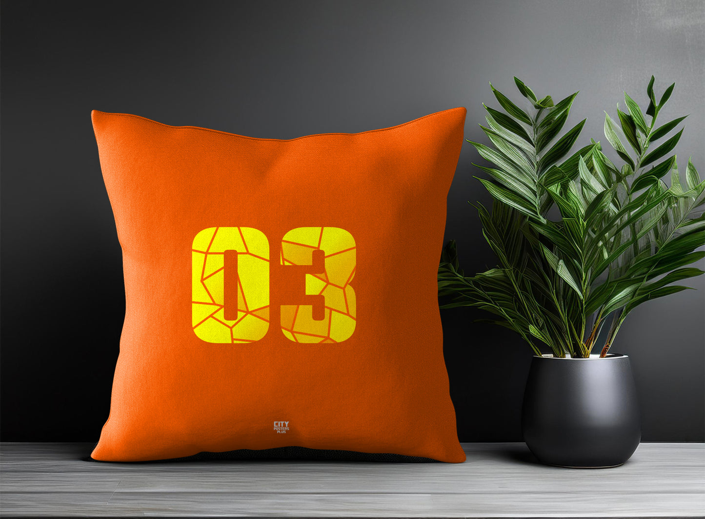 03 Number Pillow Case and Pillow Throw (Orange)