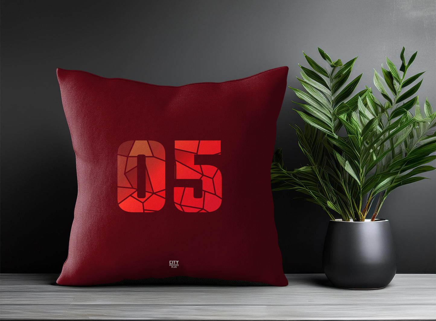 05 Number Pillow Case and Pillow Throw (Maroon)