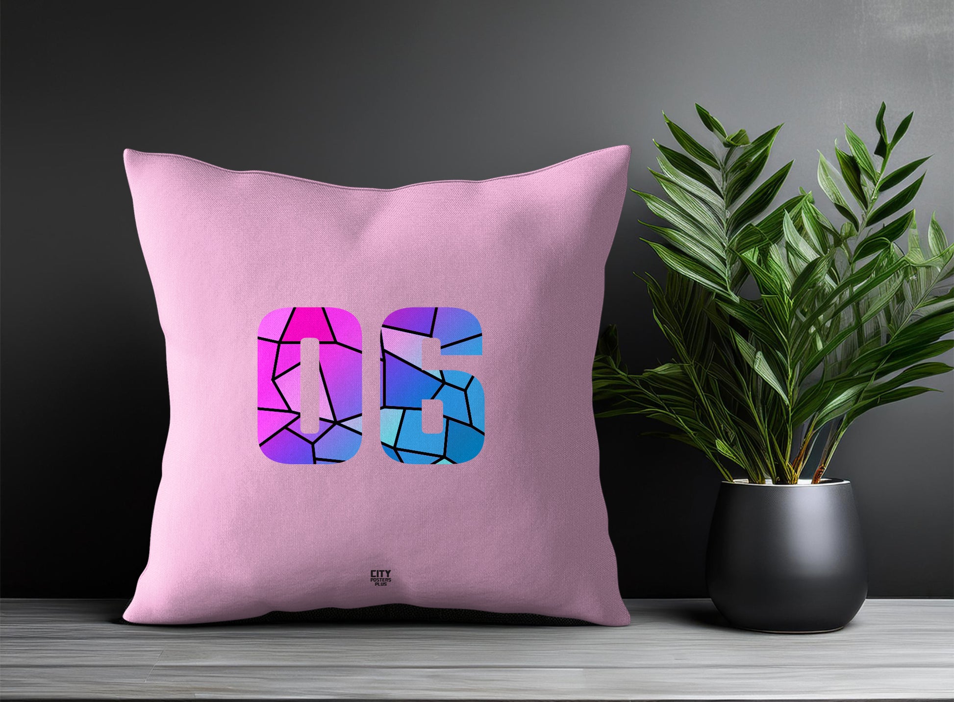 06 Number Pillow Case and Pillow Throw (Light Pink)