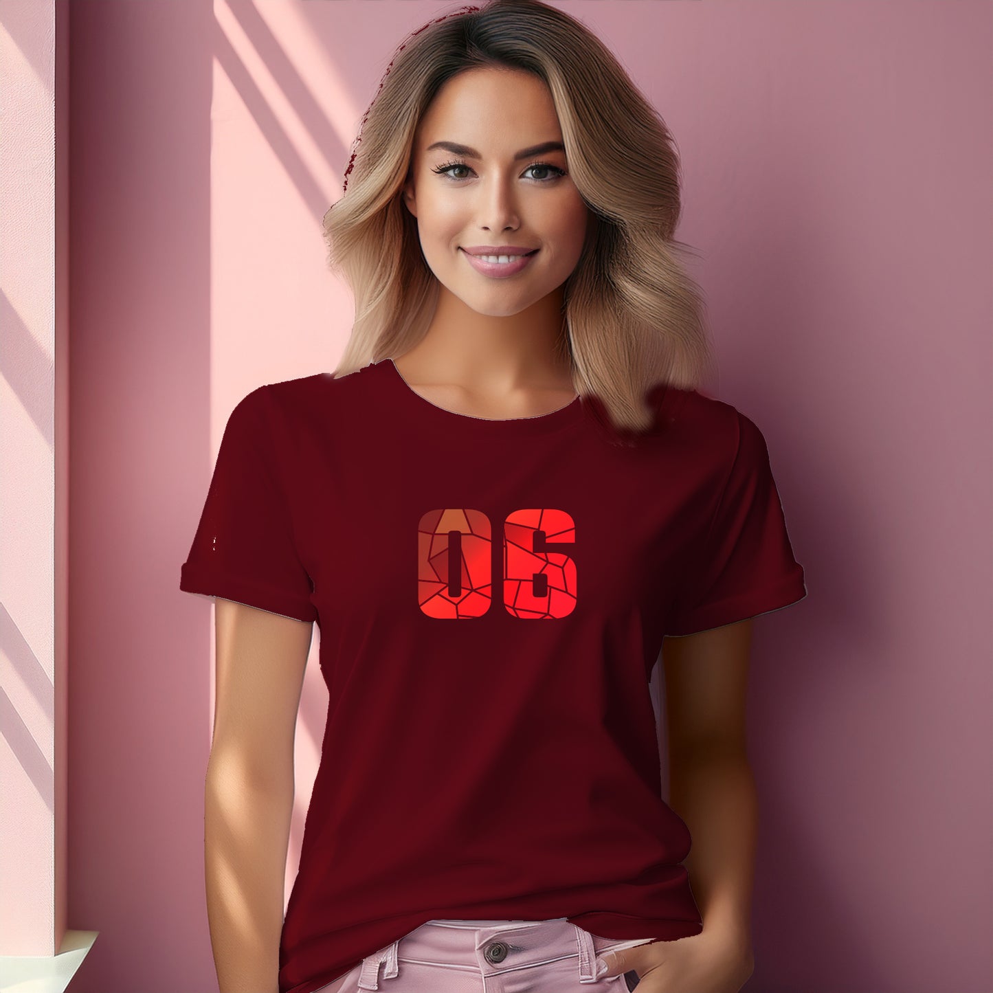 06 Number Women T-Shirt (Maroon)
