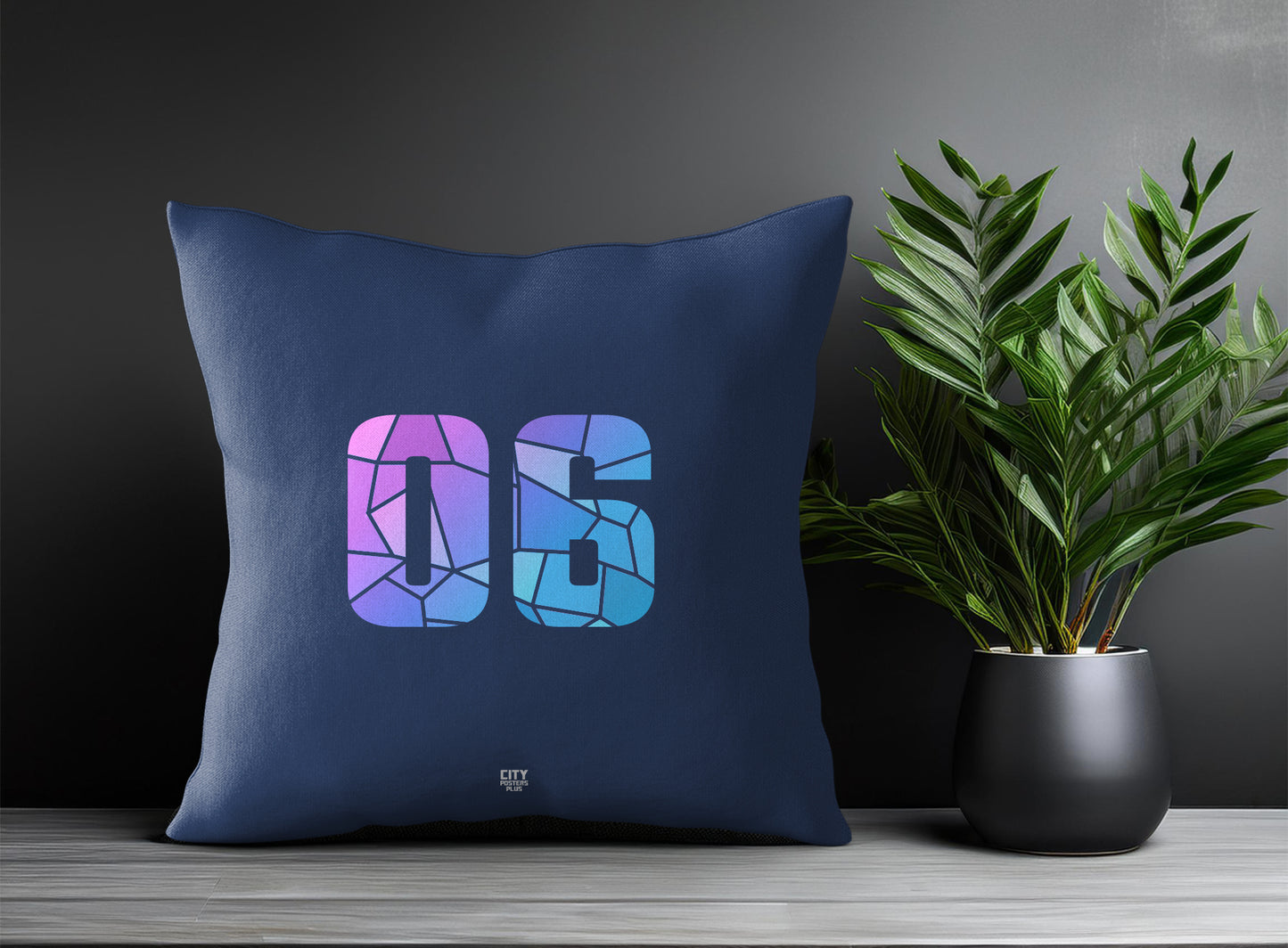 06 Number Pillow Case and Pillow Throw (Navy Blue)