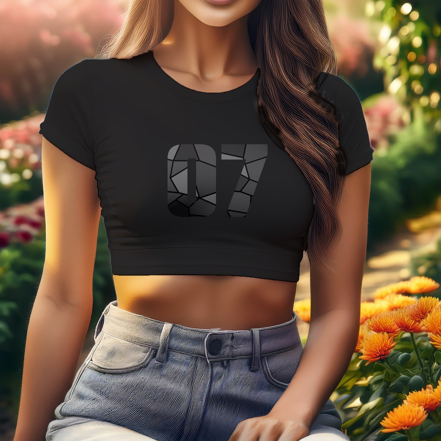 07 Number Women Crop Top (Black)