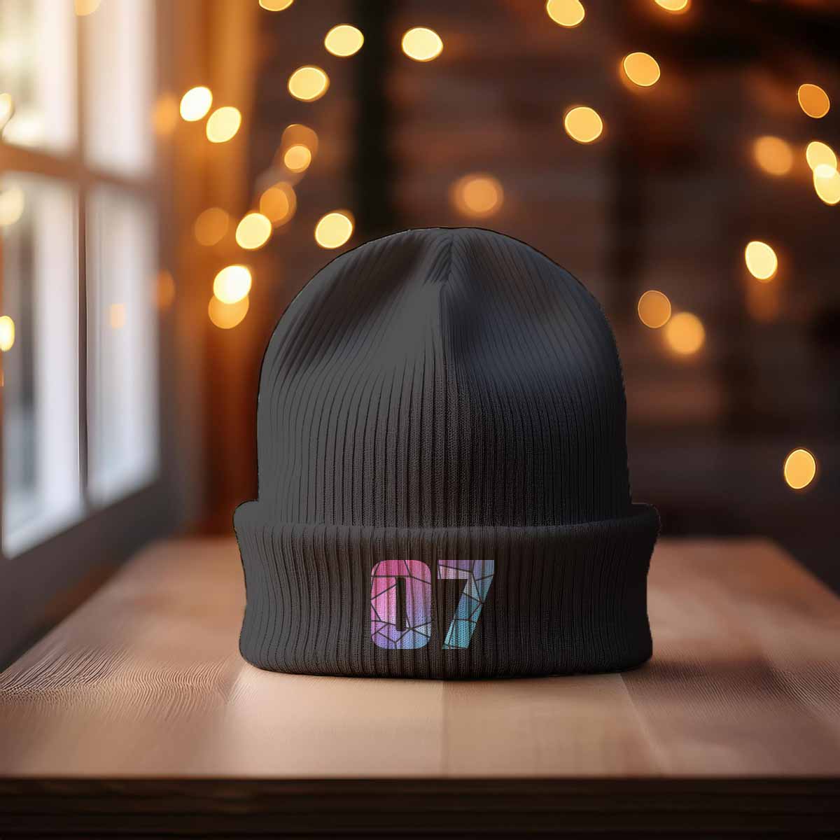 07 Number Cuffed Beanie (Dark Grey)