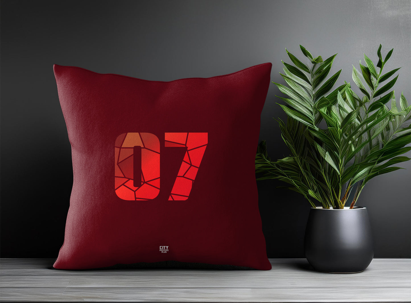 07 Number Pillow Case and Pillow Throw (Maroon)