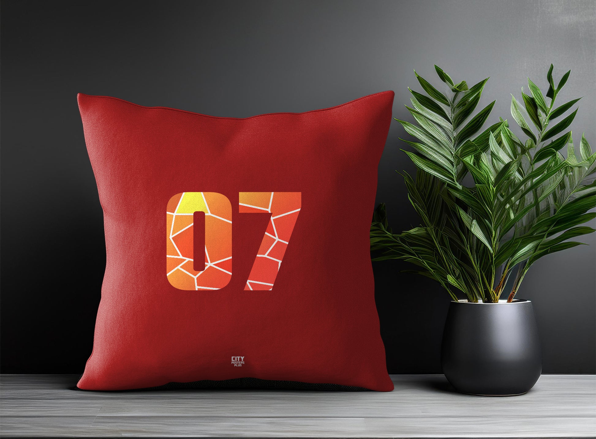 07 Number Pillow Case and Pillow Throw (Red)