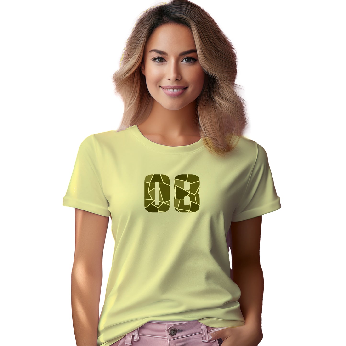 08 Number Women T-Shirt (Butter Yellow)