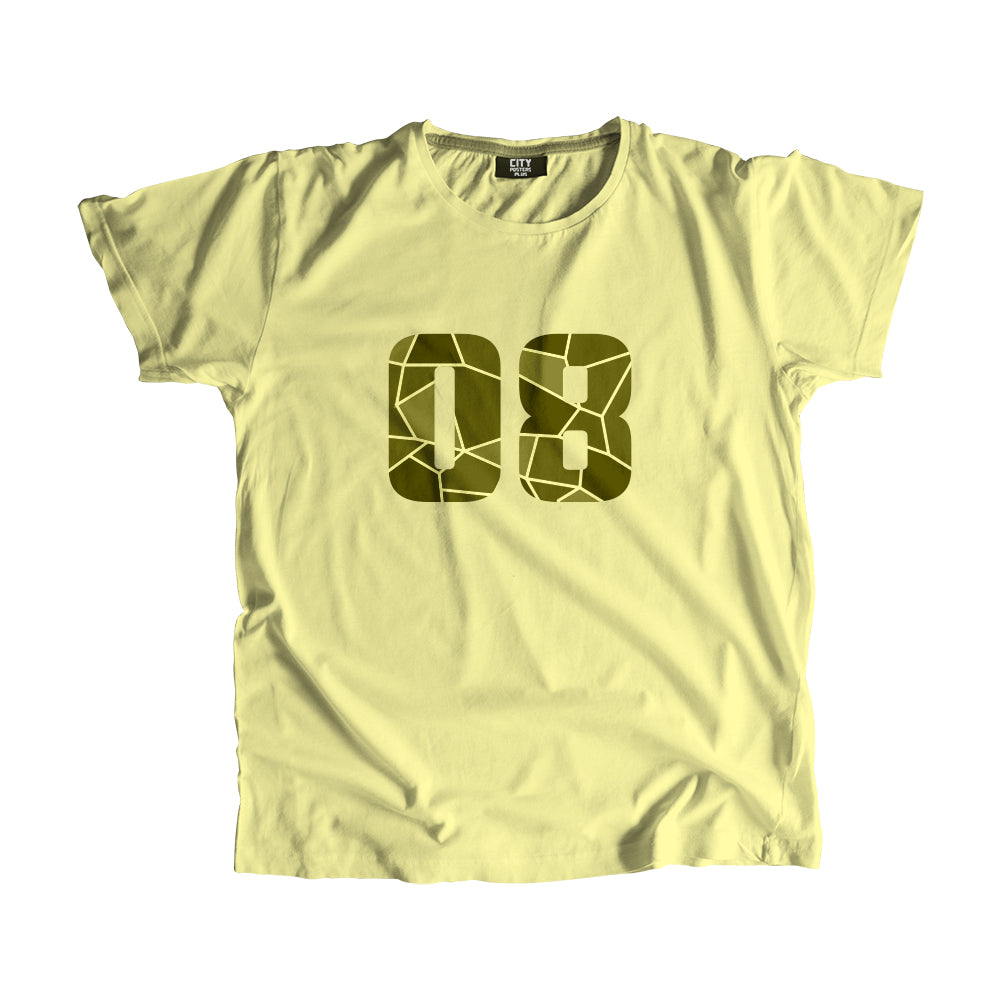 08 Number Men Unisex T-Shirt (Butter Yellow)