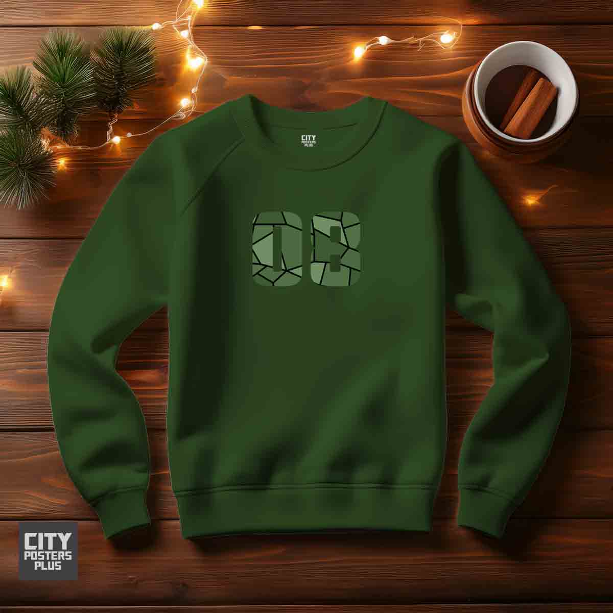 08 Number Unisex Sweatshirt (Olive Green)