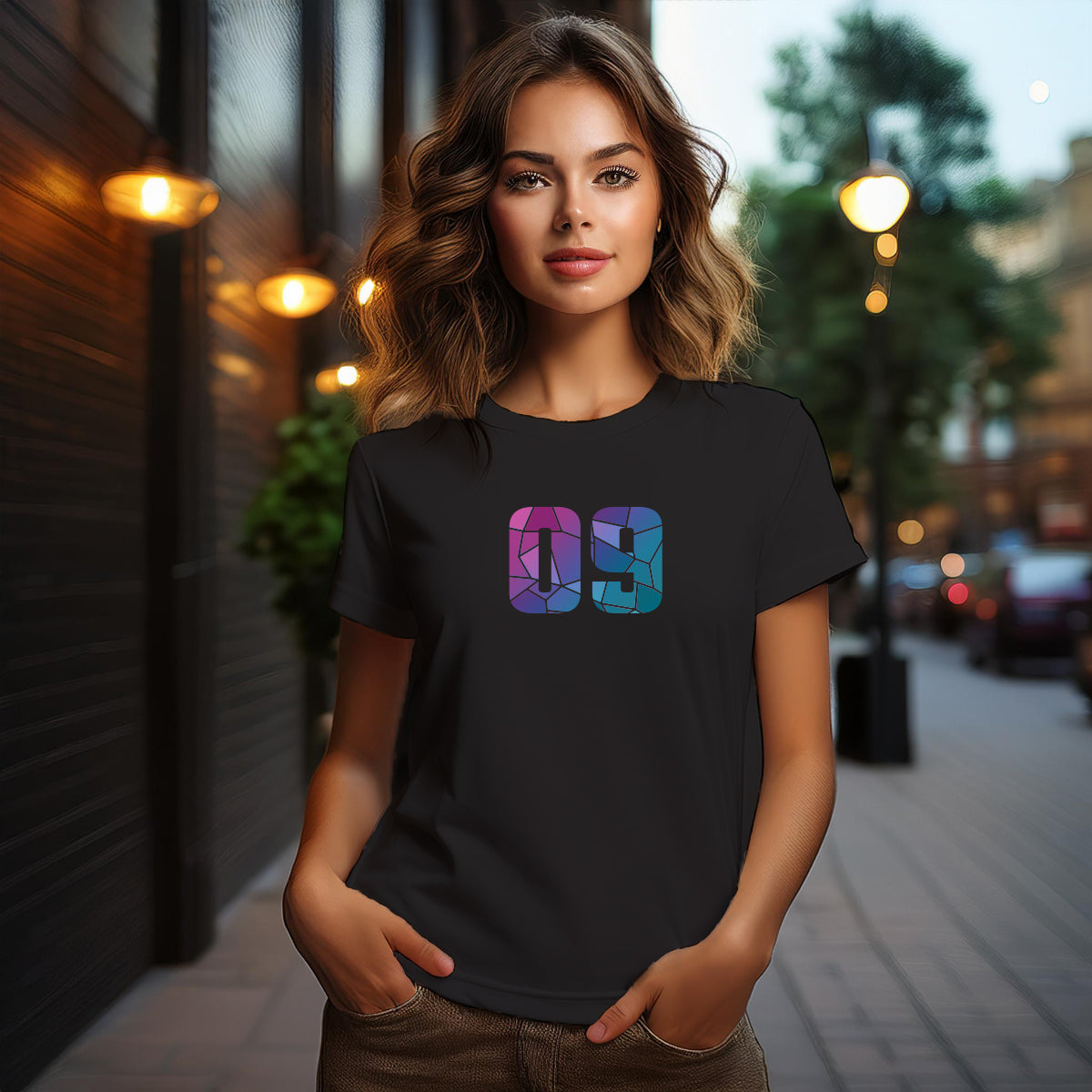 09 Number Women T-Shirt (Black)