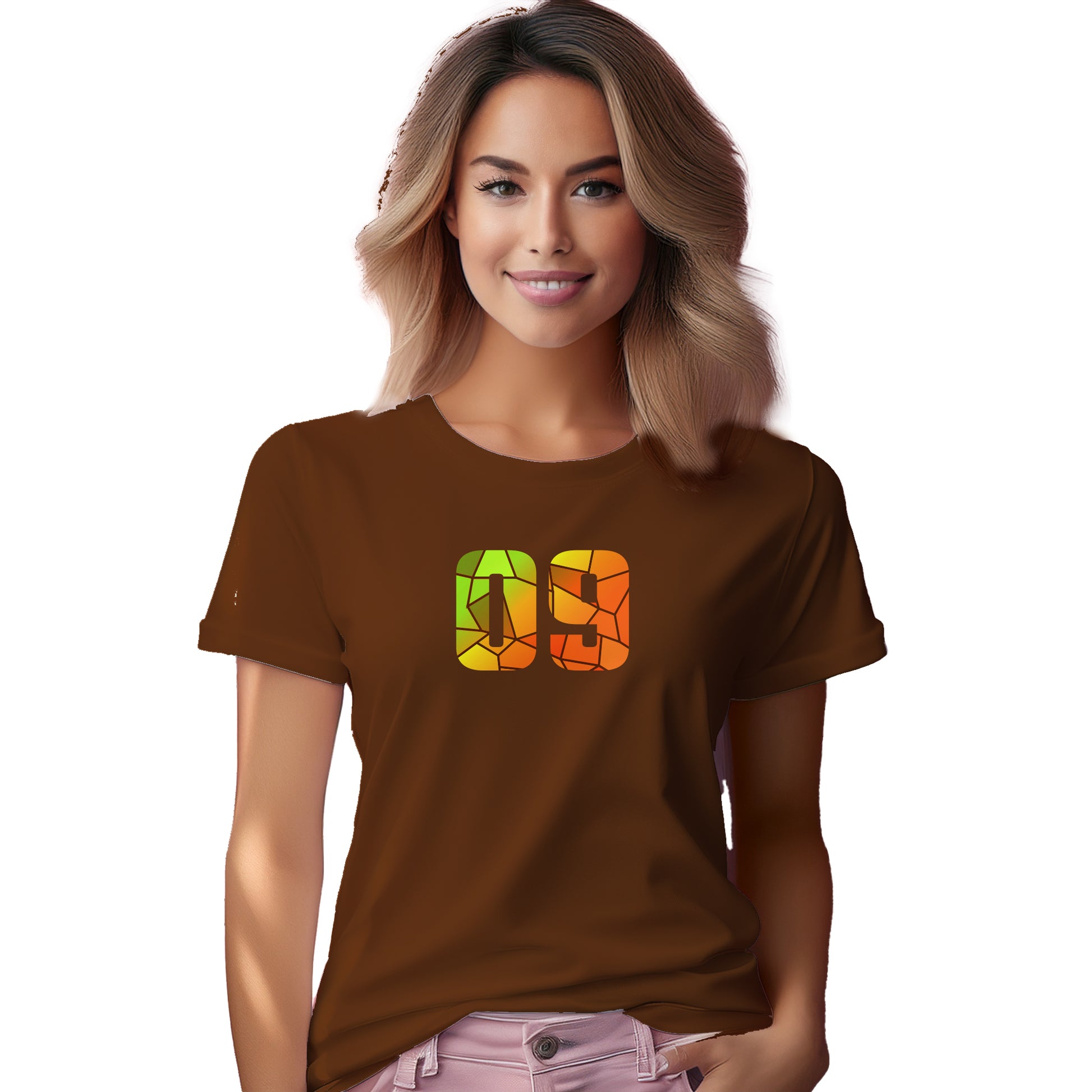 09 Number Women T-Shirt (Brown)