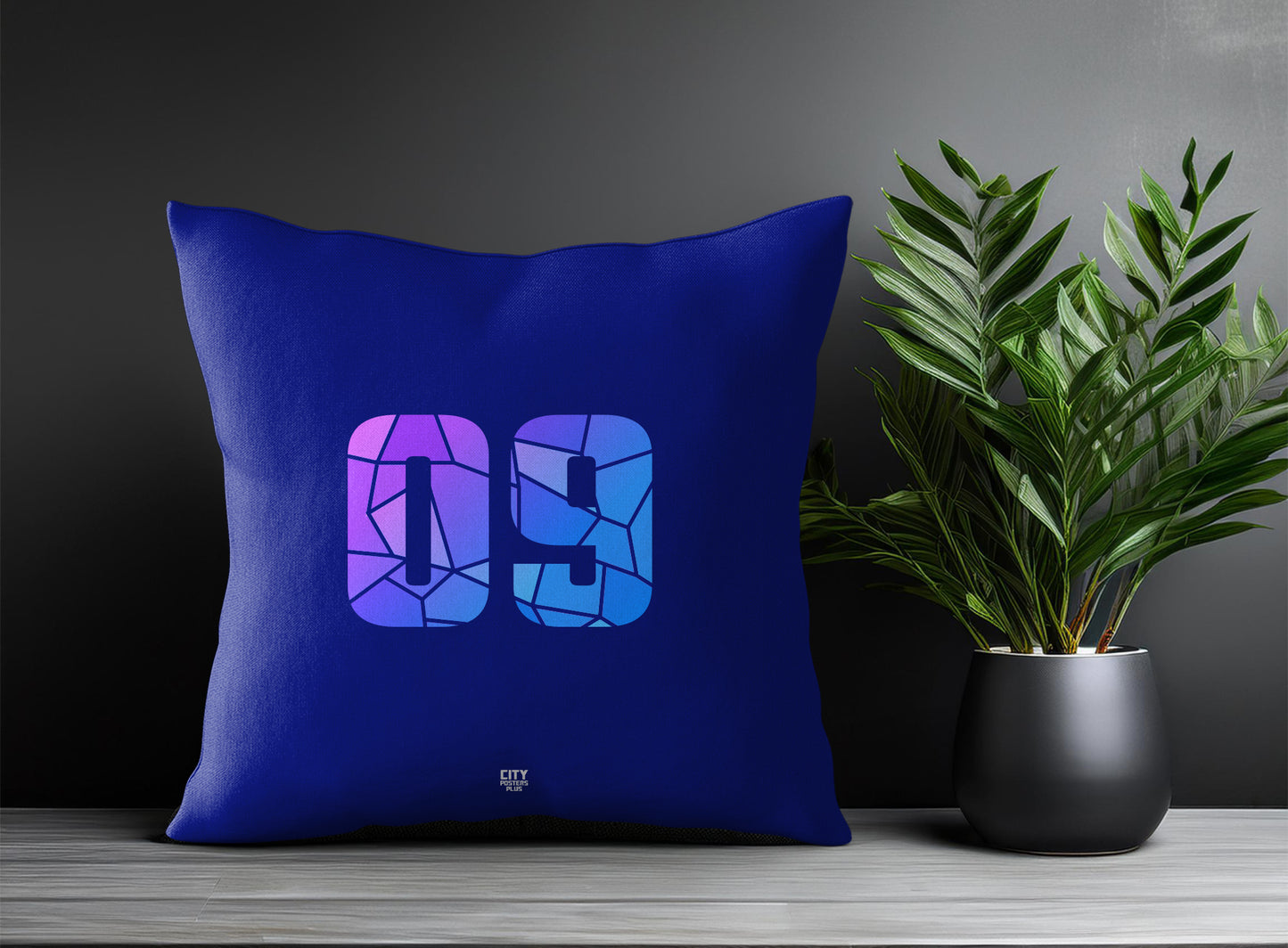 09 Number Pillow Case and Pillow Throw (Royal Blue)