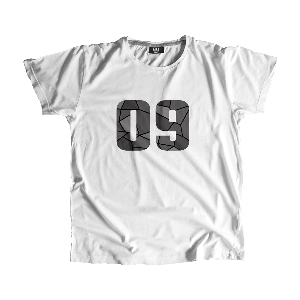 09 Number Men Unisex T-Shirt (White)
