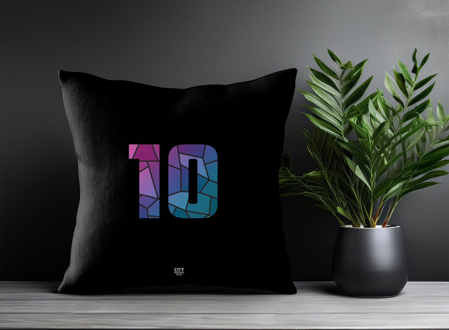 10 Number Pillow Case and Pillow Throw (Black)