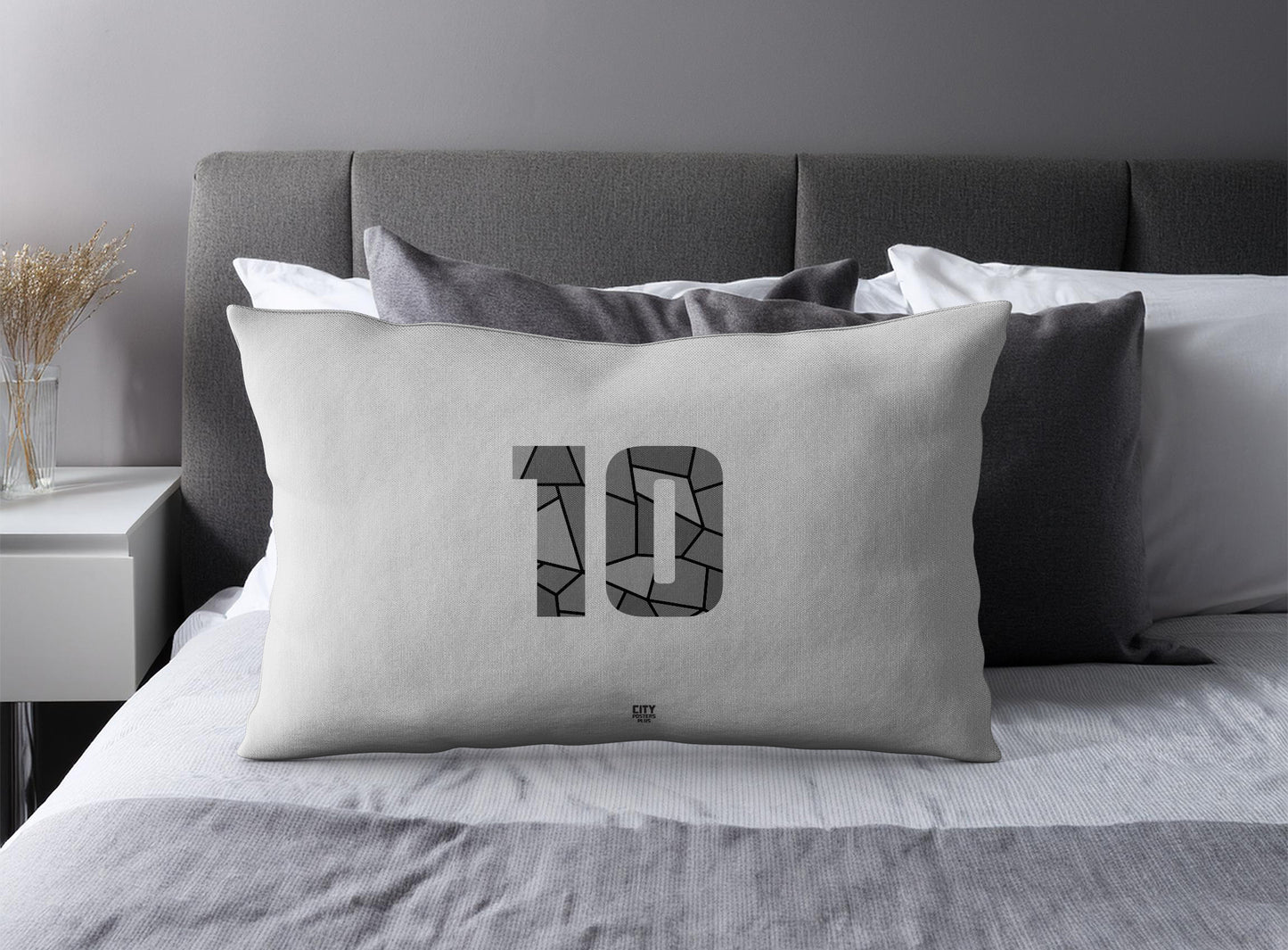 Print Deliver Plus 10 Number Pillow Case and Pillow Throw (Melange Grey)