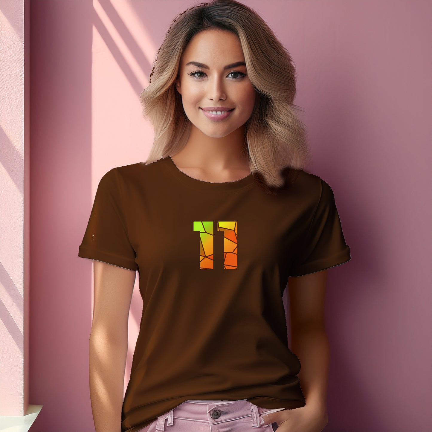 11 Number Women T-Shirt (Brown)