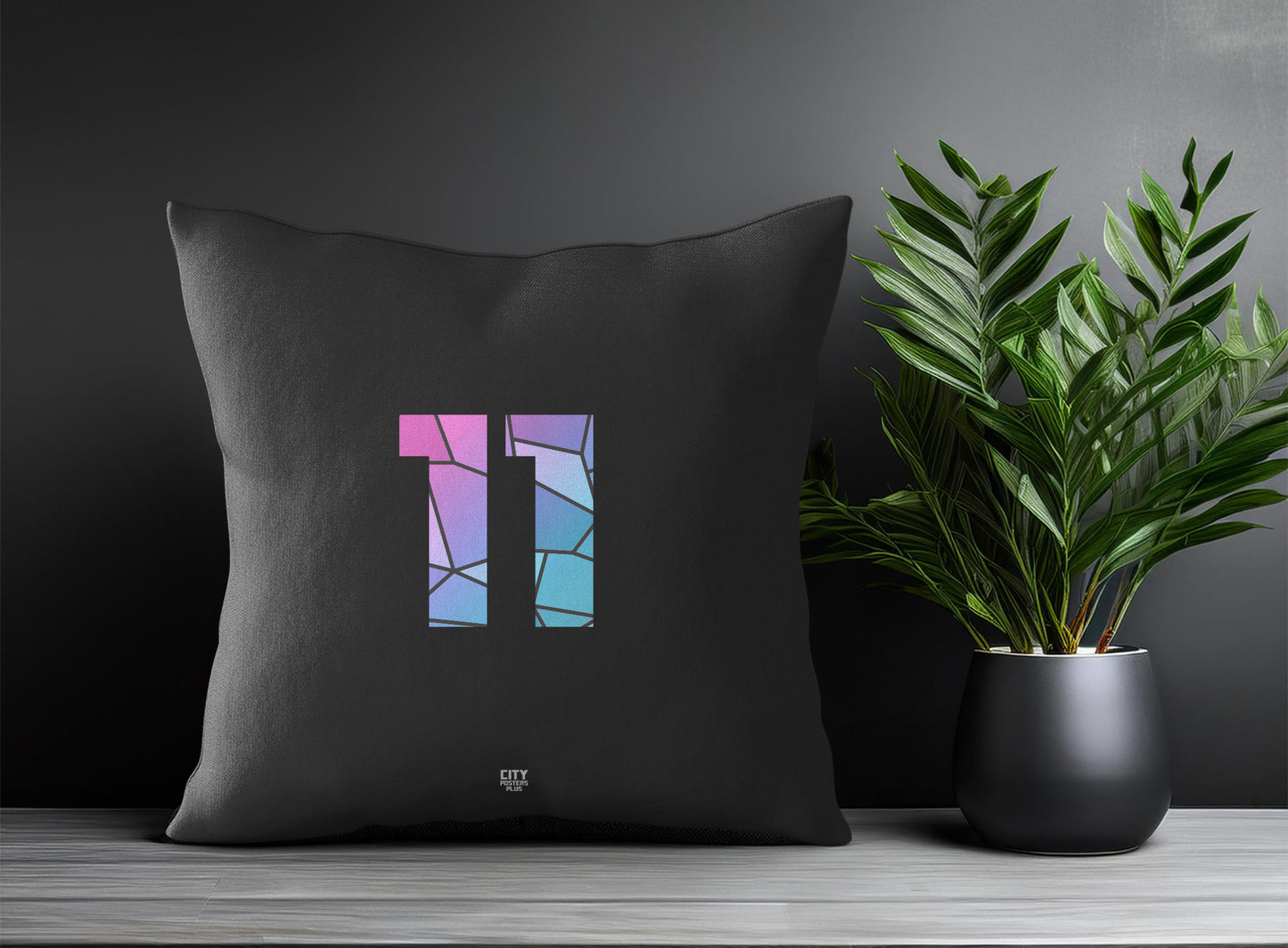 11 Number Pillow Case and Pillow Throw (Charcoal Grey)