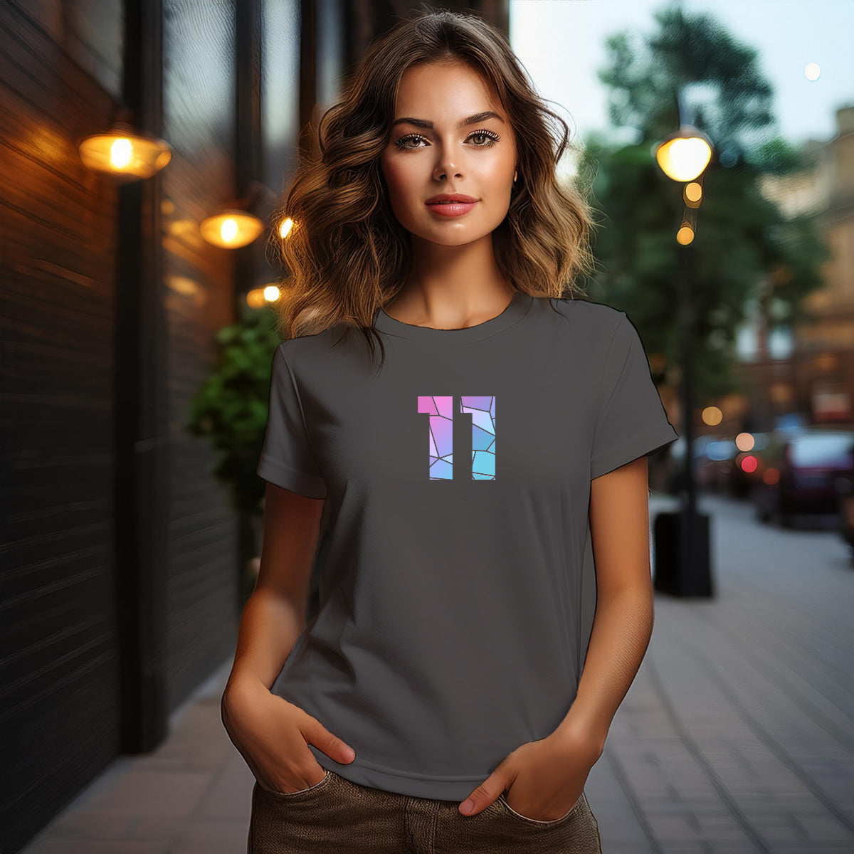 11 Number Women T-Shirt (Charcoal Grey)