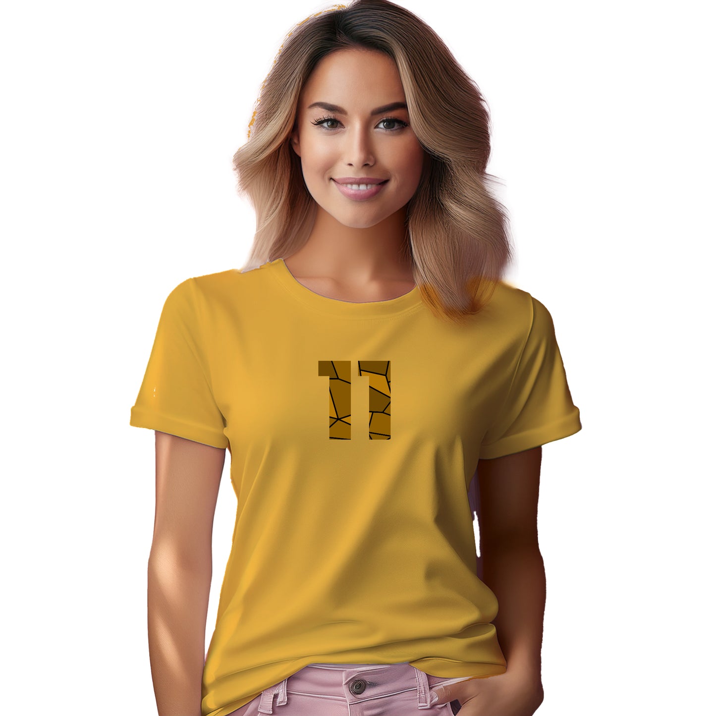 11 Number Women T-Shirt (Golden Yellow)