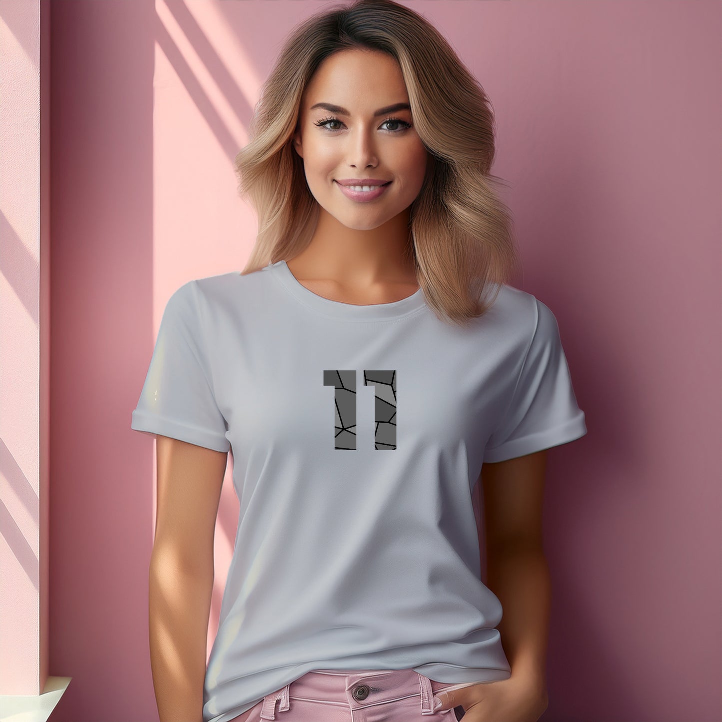 11 Number Women T-Shirt (Melange Grey)