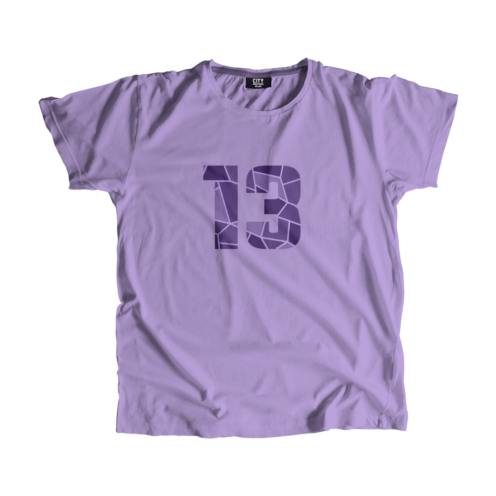 13 Number Men Unisex T-Shirt (Iris Lavender)