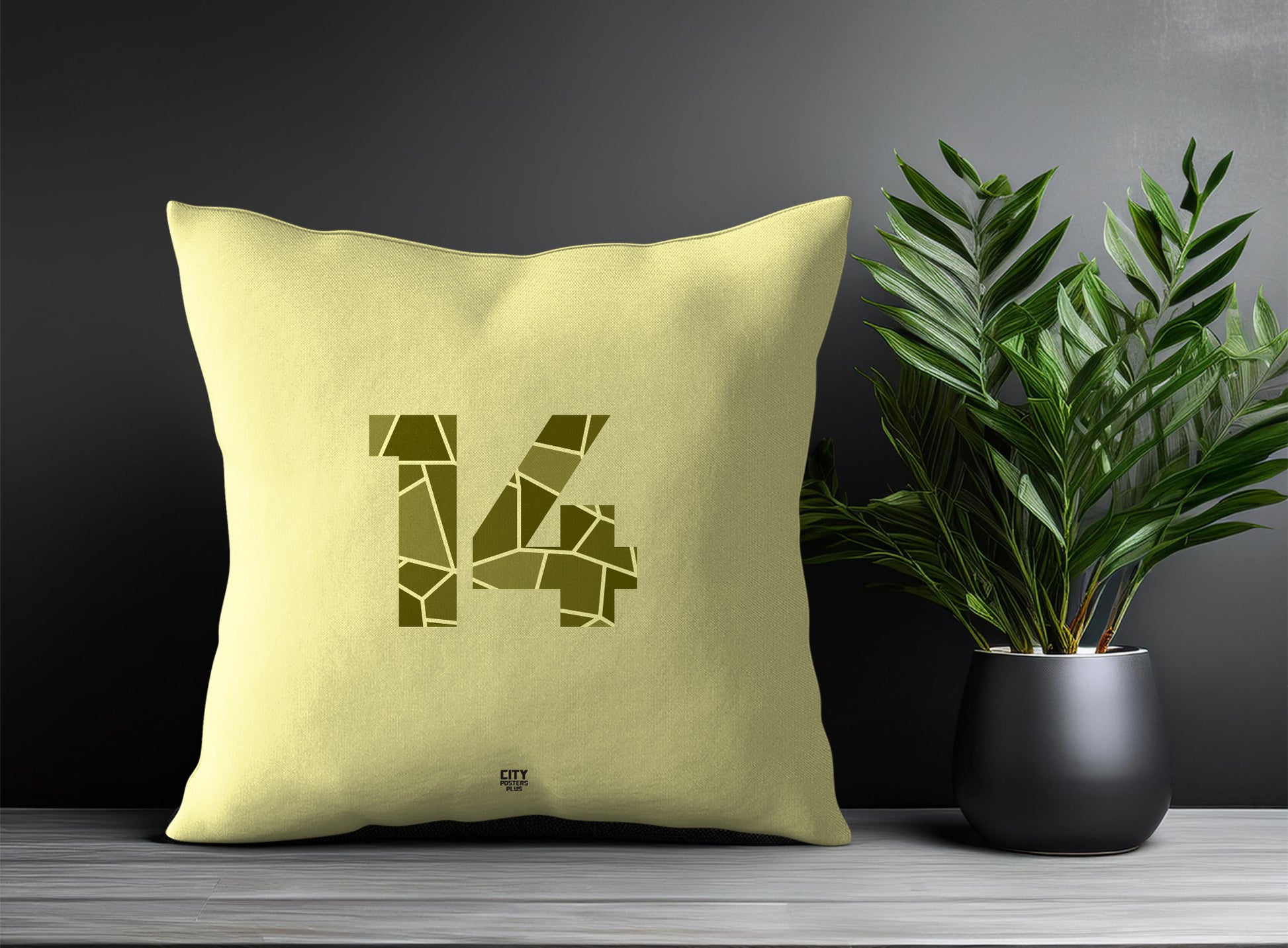 14 Number Pillow Case and Pillow Throw (Butter Yellow)