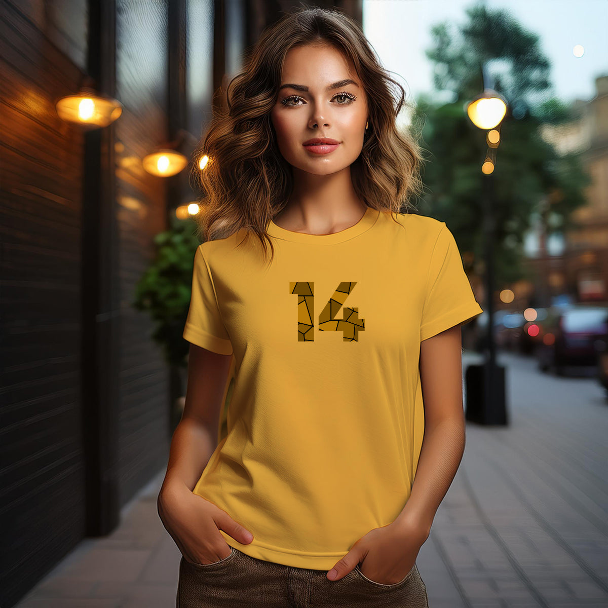14 Number Women T-Shirt (Golden Yellow)