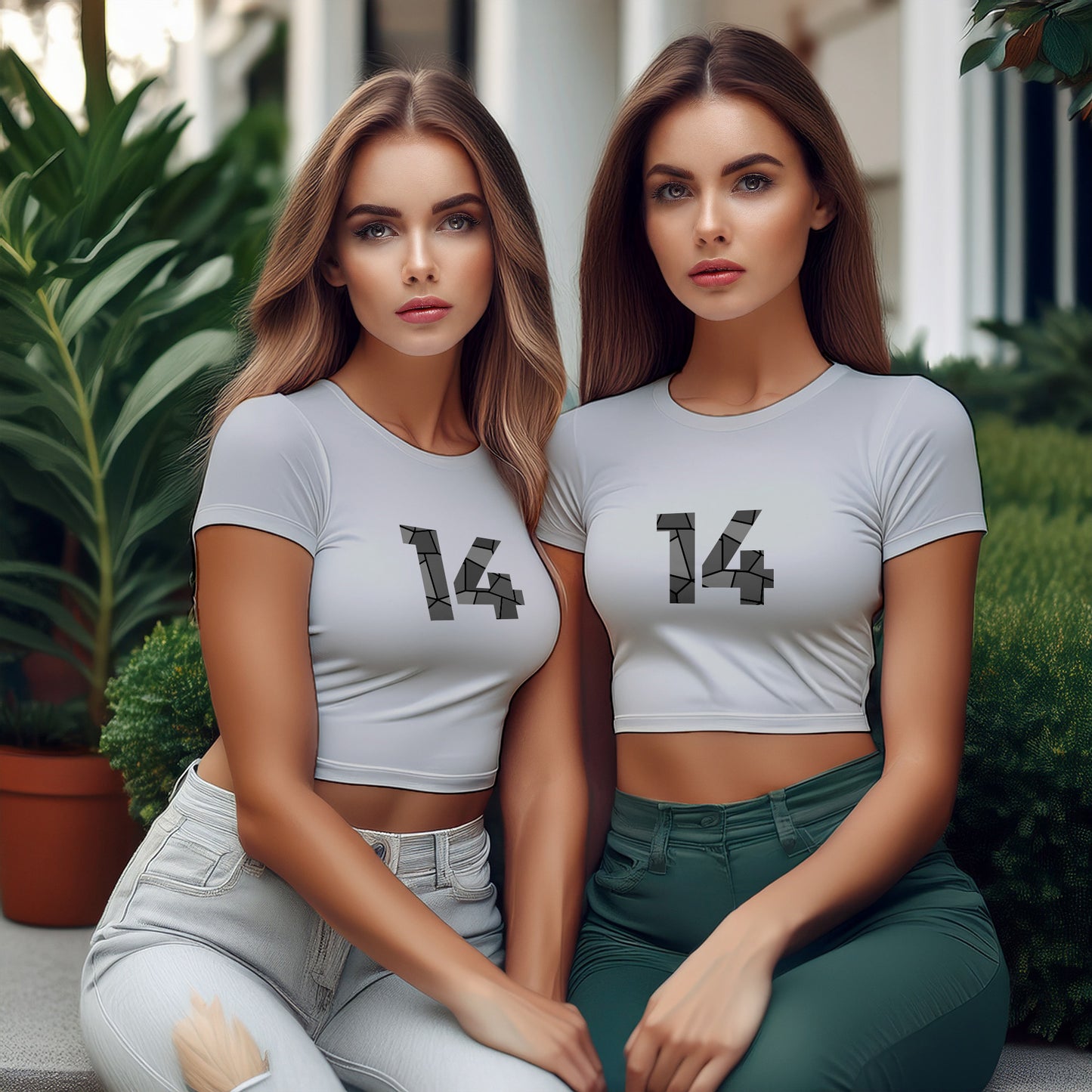 14 Number Women Crop Top (Melange Grey)