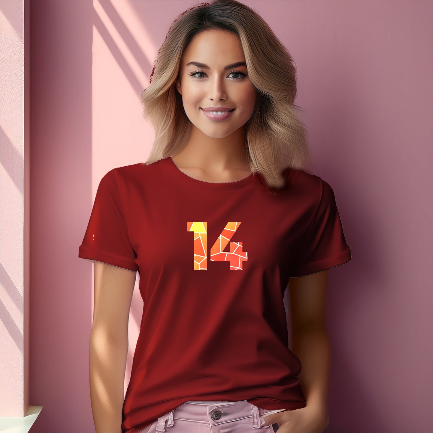 14 Number Women T-Shirt (Red)
