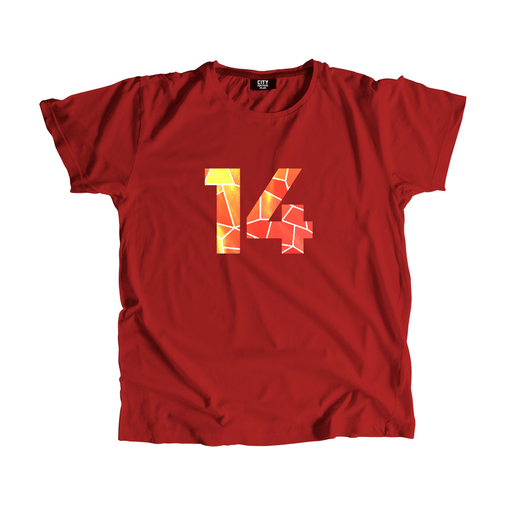 14 Number Men Unisex T-Shirt (Red)