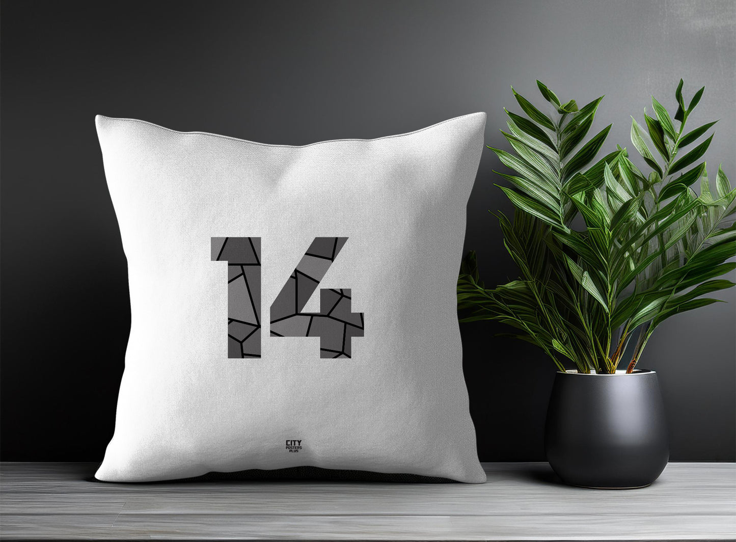14 Number Pillow Case and Pillow Throw (White)