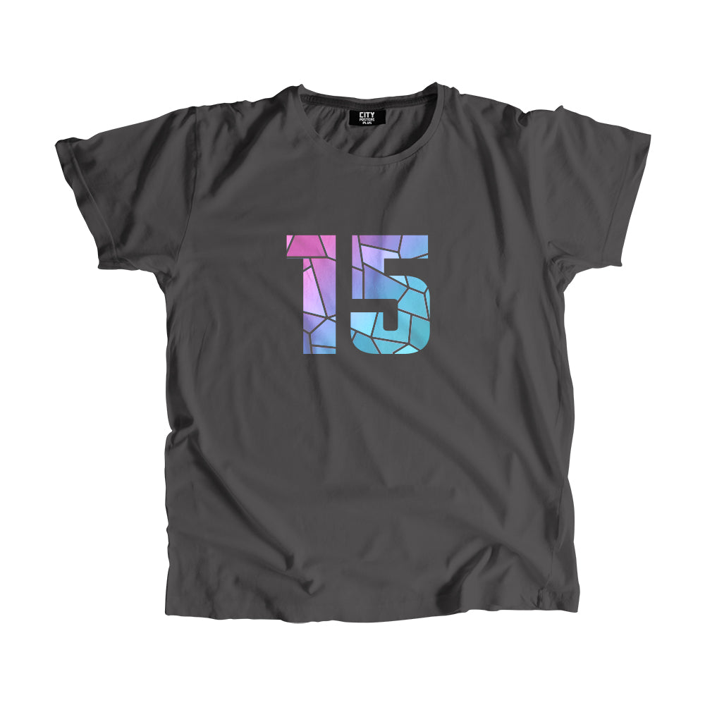 15 Number Men Unisex T-Shirt (Charcoal Grey)