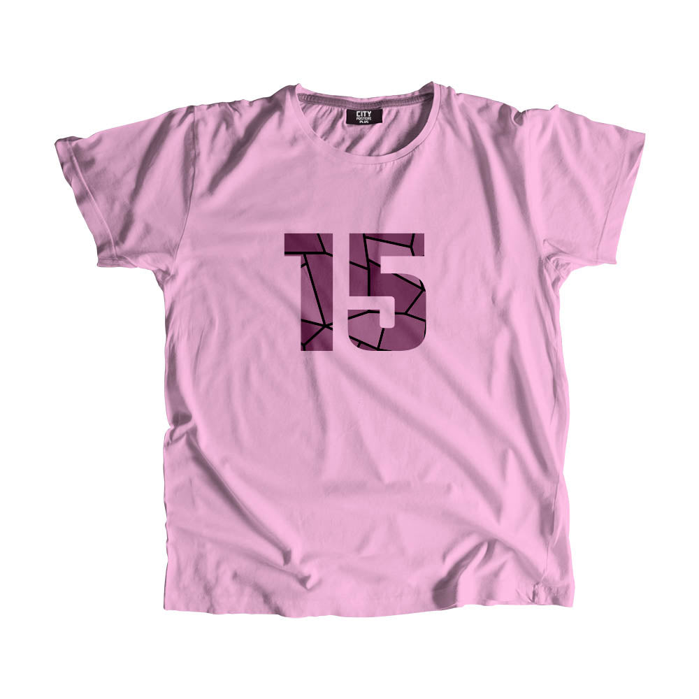 15 Number Men Unisex T-Shirt (Light Pink)