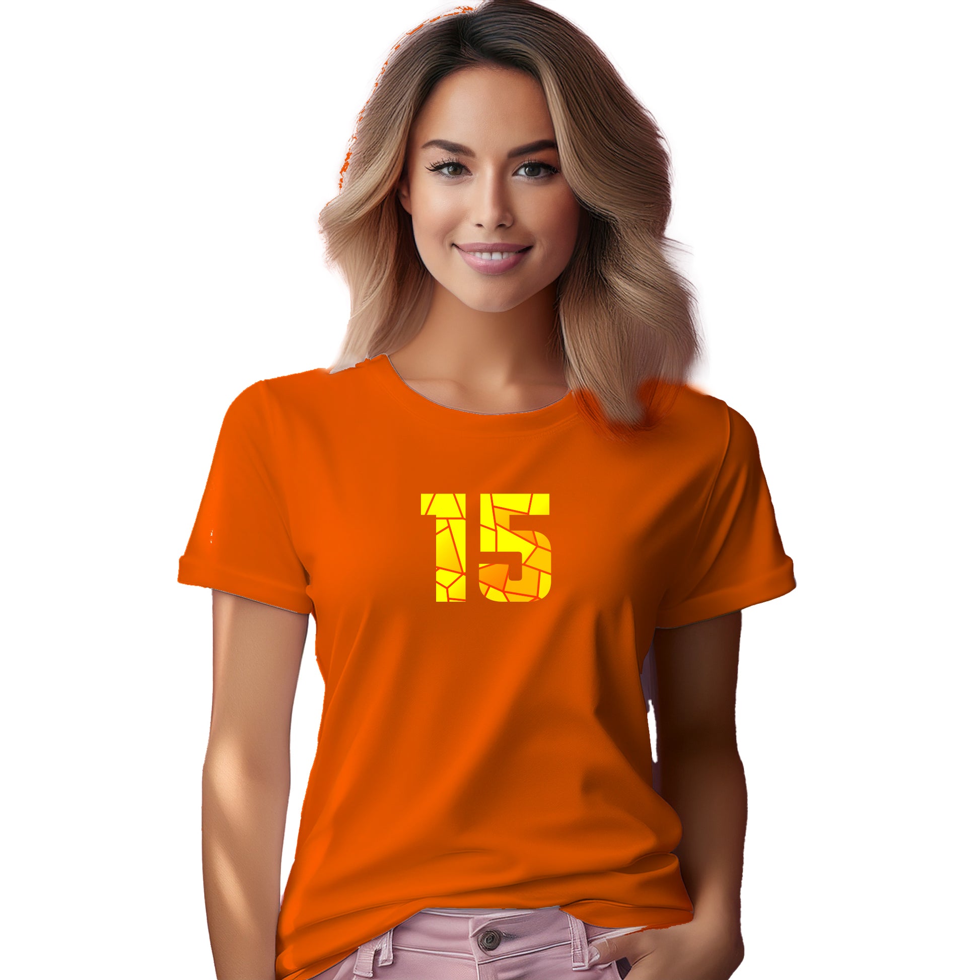 15 Number Women T-Shirt (Orange)