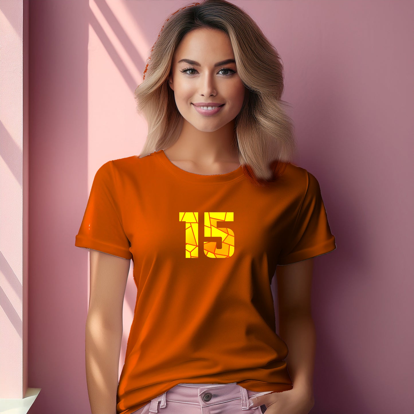 15 Number Women T-Shirt (Orange)