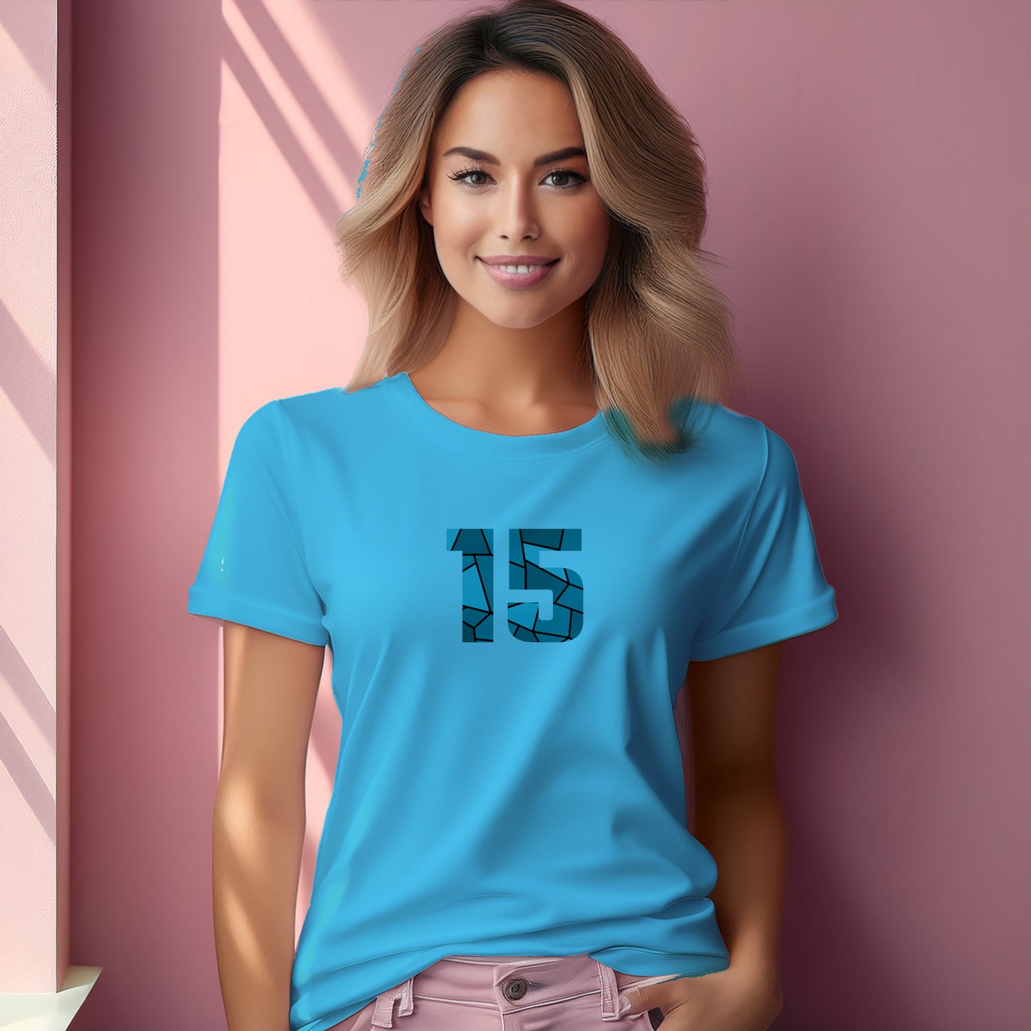 15 Number Women T-Shirt (Sky Blue)